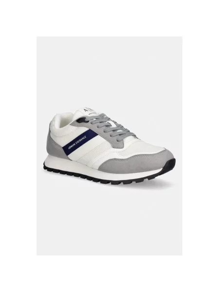 Sneakersy Armani Exchange zamszowe z nadrukiem beżowe