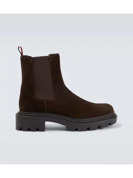 Botine chelsea Christian Louboutin din piele de căprioară maro