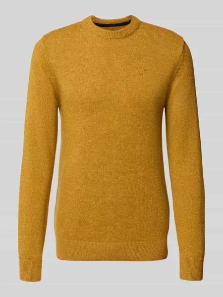 Sweter z mieszanki wełny i jedwabiu z okrągłym dekoltem model TISBURY' Barbour żółty