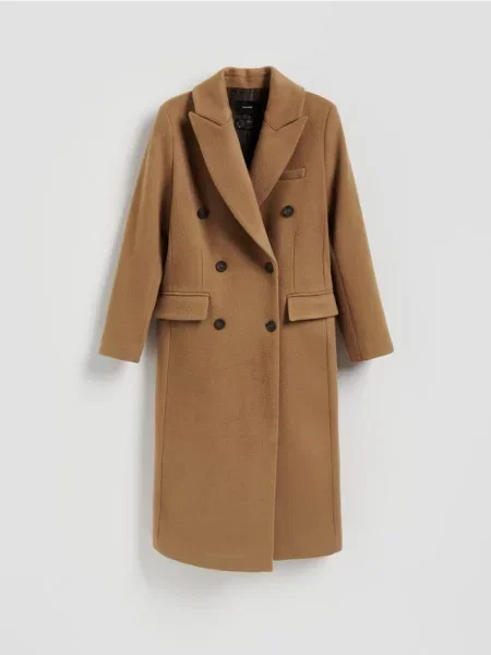 Reserved Пальто з вовною Bellandi бежевий
