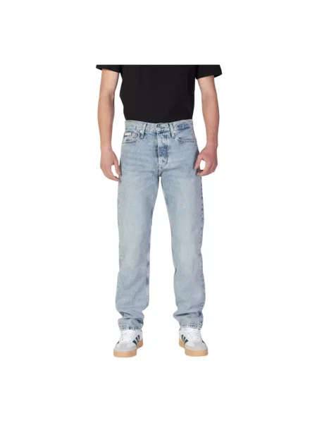 Jeansy straight leg Calvin Klein Jeans niebieskie