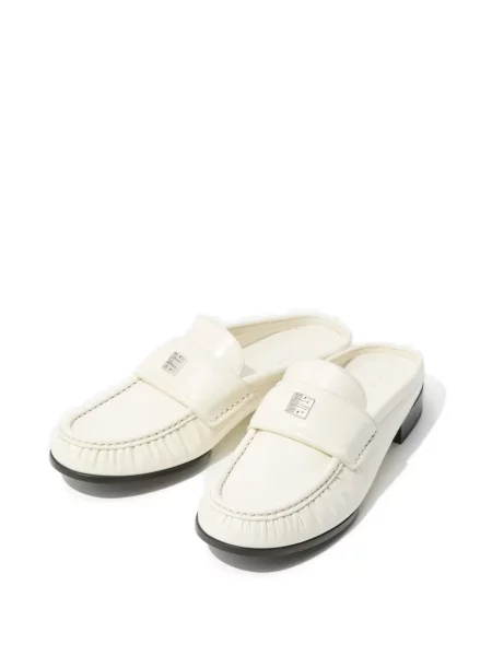 Papuci tip mules Givenchy cu autograf alb