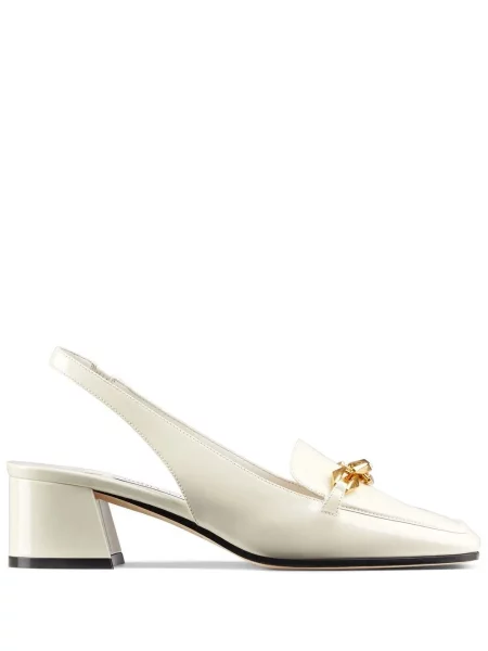 Pantofi cu toc Jimmy Choo din piele slingback de lac alb