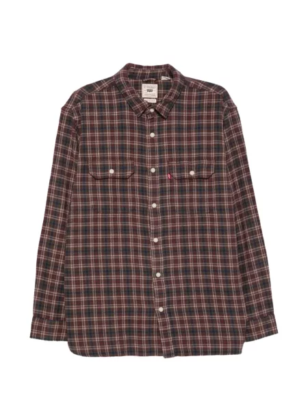 Levágott kordbársony kockás póló Levi's® piros