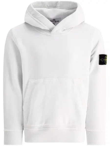 Bluza z kapturem dziecięca Stone Island biała