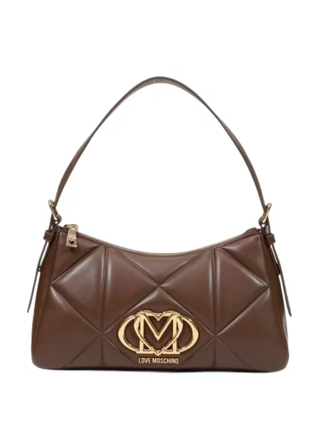 Matlasat geantă shopper Love Moschino cu autograf maro