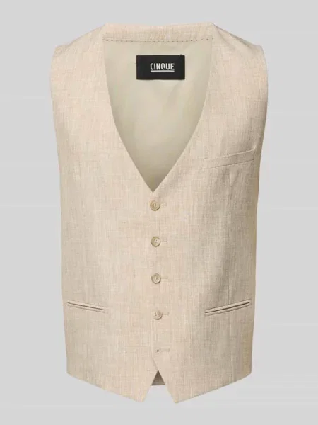 Kamizelka garniturowa o kroju regular fit z domieszką model VITRA' Cinque beżowa