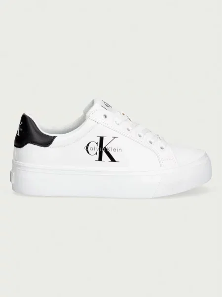 Calvin Klein VULC FLATFORM LACEUP LOW LTH sneakers dámske kožené biela