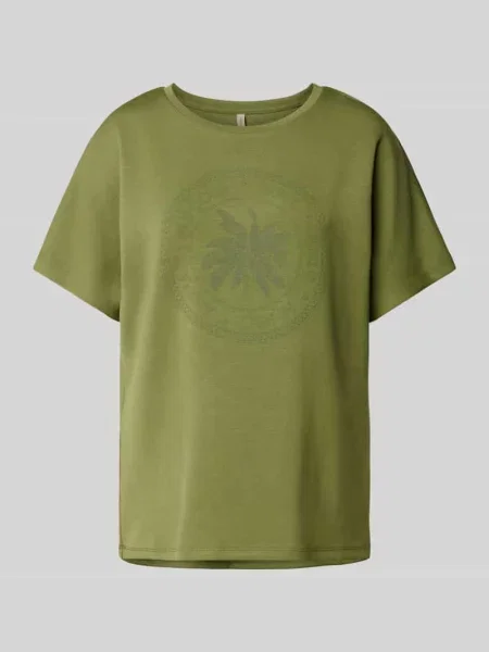 T-shirt o luźnym kroju z nadruk z logo model BANU' Soyaconcept zielona