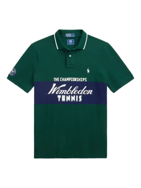 Tricou Polo Ralph Lauren din piele cu broderie în carouri maro