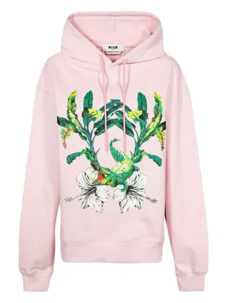 Mikina s kapucí Msgm s potiskem růžová