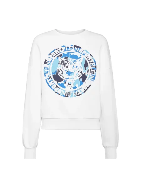 Bluza sportowa Plein Sport w tygrysie prążki biała