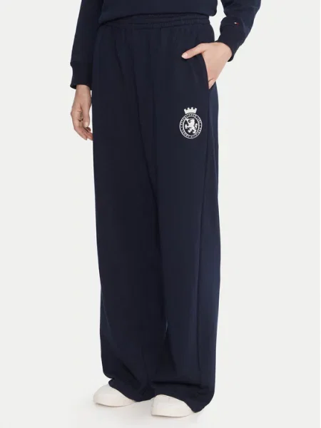 Tommy Hilfiger Spodnji del trenirke Mornarsko Wide Leg modra