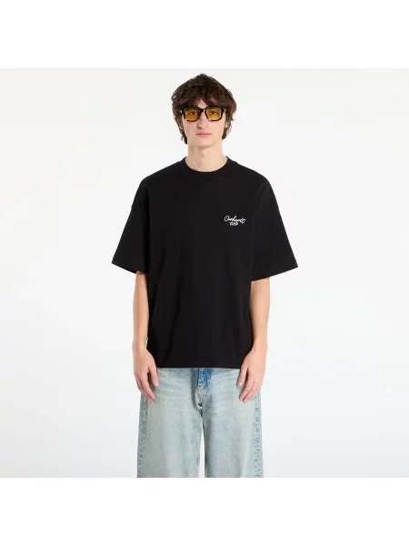 Tričko Carhartt WIP S/S Signature Script T-Shirt UNISEX Black/ White L bílé