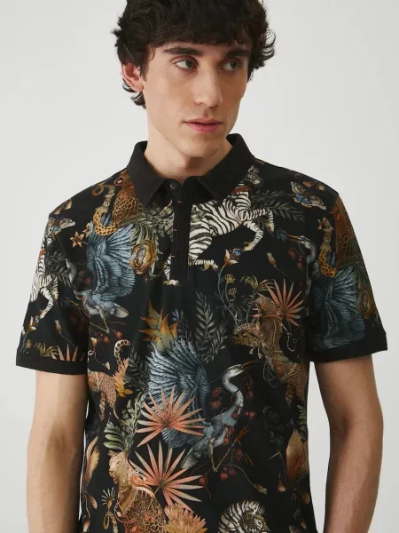 Тениска с яка Medicine с десен черно