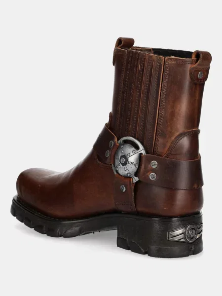 New Rock ghete chelsea de piele Alaska Cuero Motorcycle Marron maro