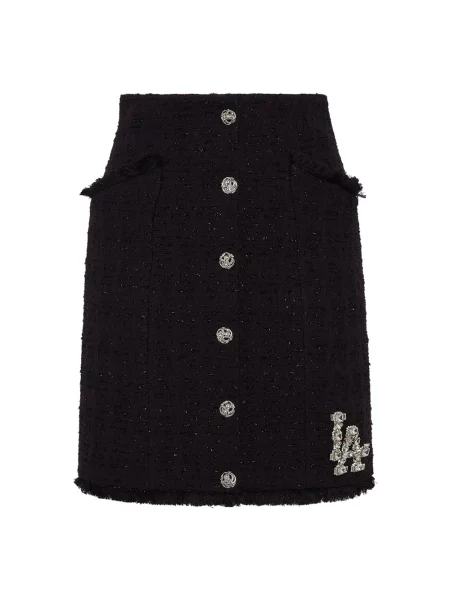 Spódnica mini Philipp Plein tweedowa z kryształkami czarna