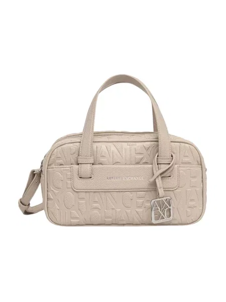 Armani Exchange torebka bagietka z imitacji skóry beżowa