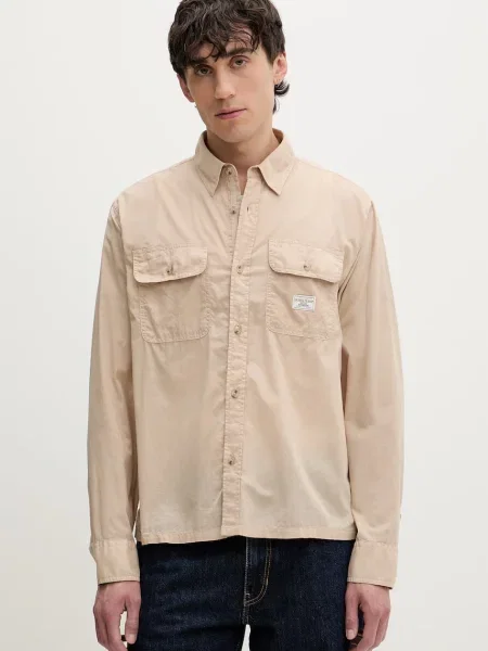 Guess Jeans cămașă safari pentru bărbați din bej