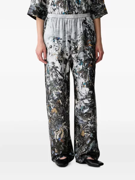 Pantaloni Munthe cu imagine cu imprimeu abstract gri