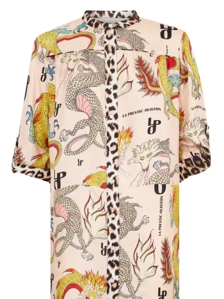 Κοστούμι φόρεμα σε στυλ πουκάμισου La Prestic Ouiston με σχέδιο ροζ