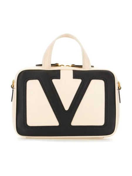 Lniana torebka crossbody Valentino Garavani beżowa
