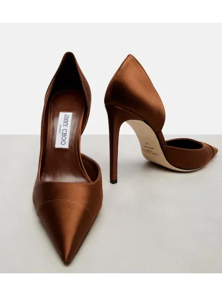 Pantofi cu toc Jimmy Choo din satin maro
