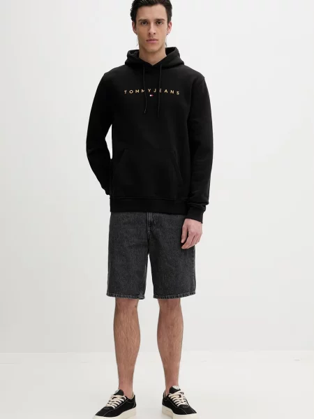 Tommy Jeans hanorac cu glugă bărbătesc cu negru