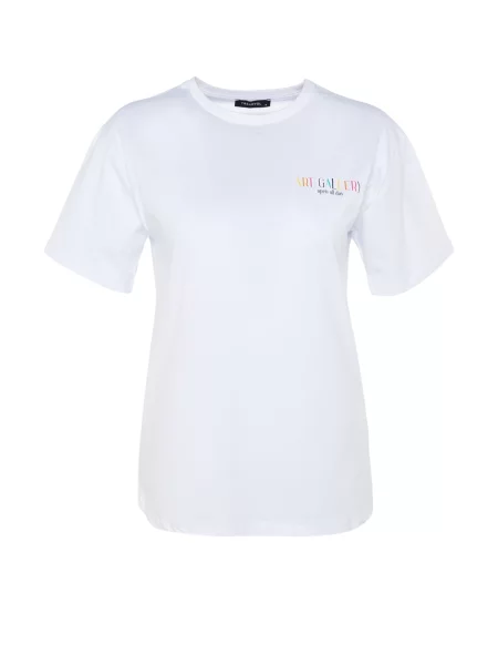 Trendyol Tricou albastru / galben / galben curry alb