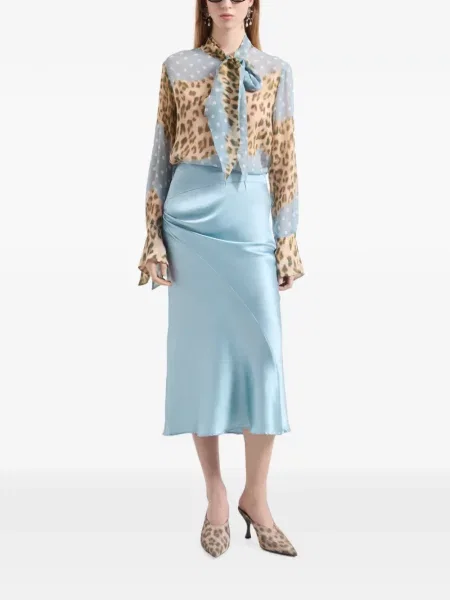 Fustă midi Nina Ricci drapată albastru