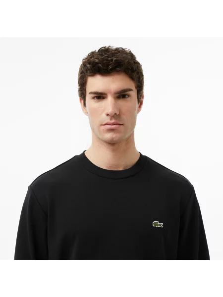 Lacoste Bluza Z Polaru Z Okrągłym Dekoltem czarna