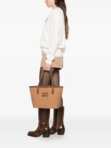 Platno shopper torbica Mc2 Saint Barth s autogramom smeđa