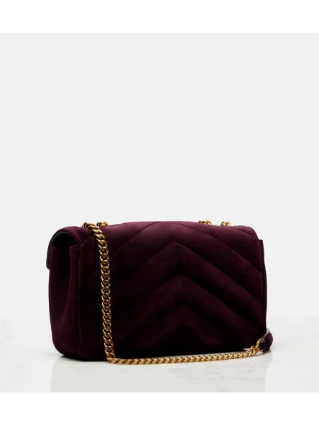 Geantă Saint Laurent din piele de căprioară bordo