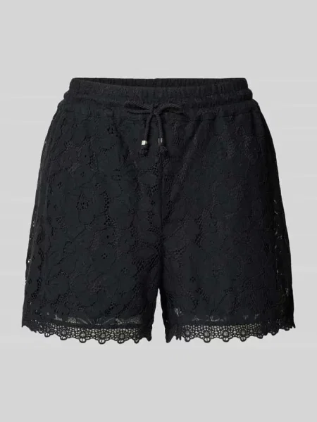 Szorty dresowe o kroju regular fit z koronki model HONEY' Vero Moda czarne