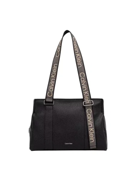 Torba shopper z mieszanki bawełny Calvin Klein czarna