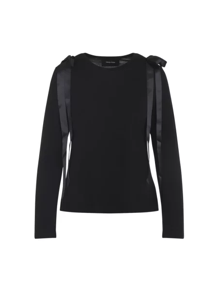 Top Simone Rocha z kokardką z dżerseju czarny