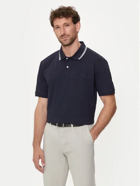 Gant Tricou polo Contrast Bleumarin