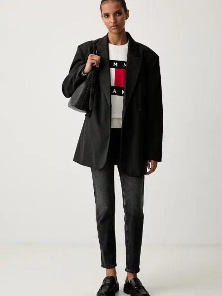Tommy Jeans pulover z volno bež