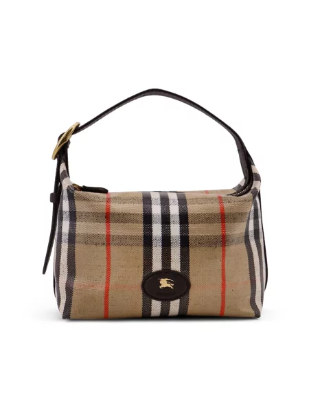 Torebka Burberry płócienna w kratkę beżowa