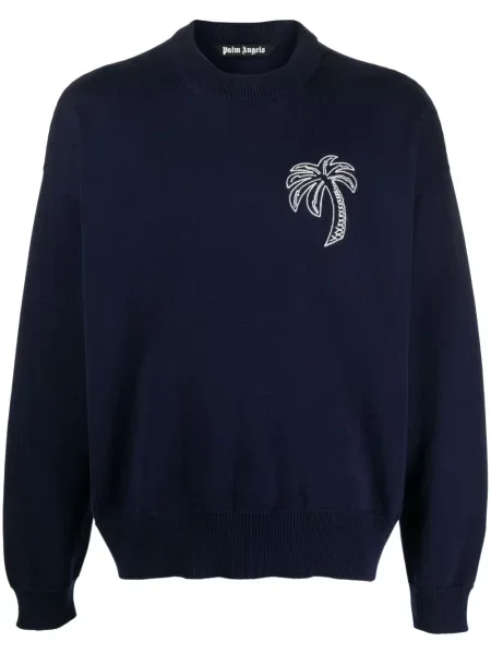 Haftowany sweter Palm Angels biały