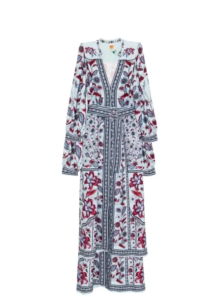 Rochie midi Farm Rio cu model floral până la genunchi de costum albastru