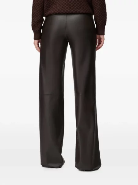 Pantaloni Retori din piele evazate maro