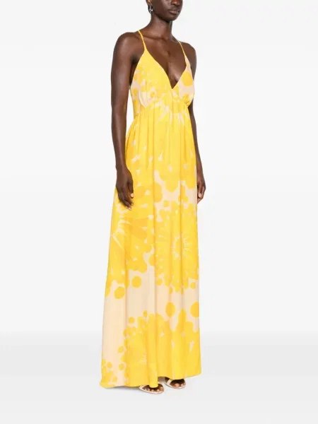 Rochie maxi Themis Z cu model floral cu imagine galben