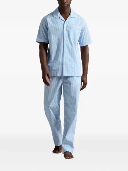 Pruhované stahovací šňůrka tričko Polo Ralph Lauren s autogramem modré