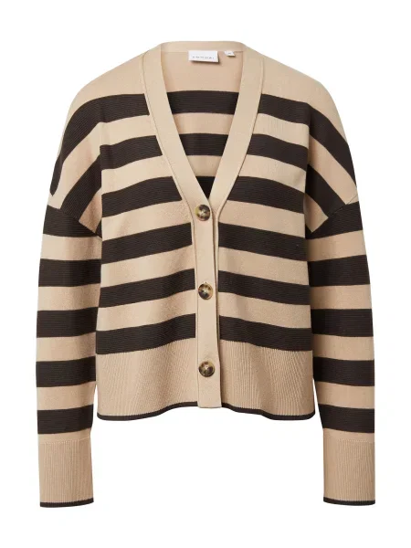 COMMA Geacă tricotată nisipiu / închis maro