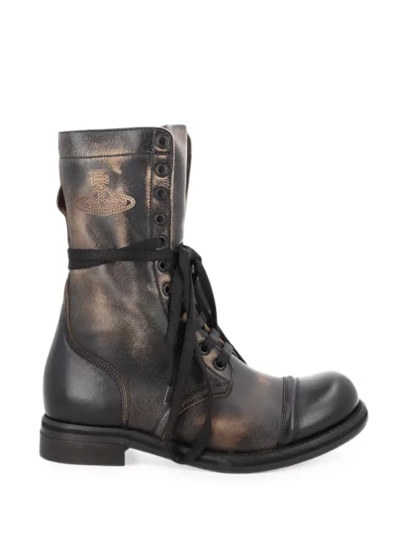 Botine Vivienne Westwood cu șireturi din dantelă negru