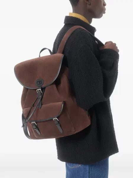 Rucsac Valentino Garavani din piele de căprioară maro