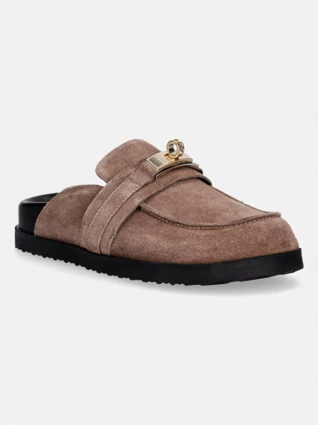 Nokwol papuci pentru femei din piele întoarsă Tammy Mushroom Suede maro