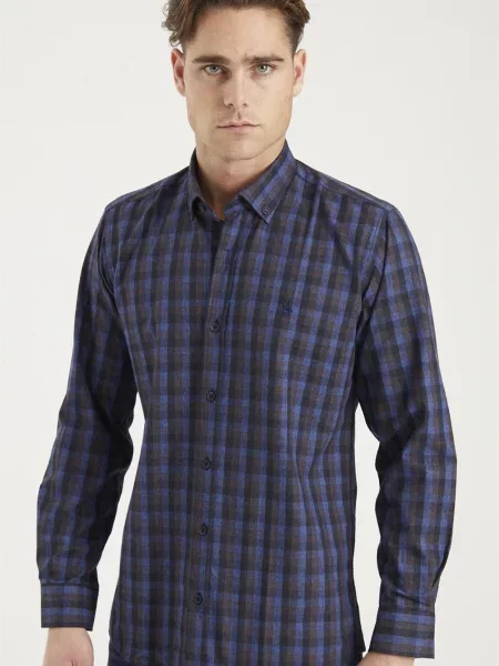 Карирана риза Dewberry синьо