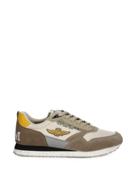 Sneakerși Aeronautica Militare cu broderie maro